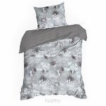 Pościel z makosatyny 220x200 PREMIUM 31 biała jasny popiel kwiatowy wzór Premium - 5