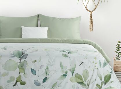 Pościel z mikrowłókna 140x200 VERANO 10 biała oliwkowa wzór kwiatowy Design 91