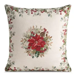 Poszewka świąteczna 45x45 4153 gobelinowa z szenili naturalna zielona świąteczny wzór