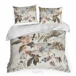 Pościel z makosatyny 160x200 DEMI Eva Minge biała beżowa wzór roślinny Premium - 5