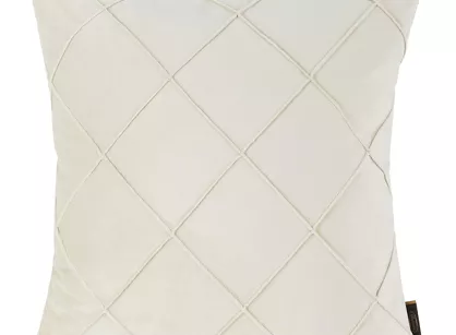 Poszewka welwetowa 45x45 NALA 2 kremowa przeszywana w geometryczny wzór rombów