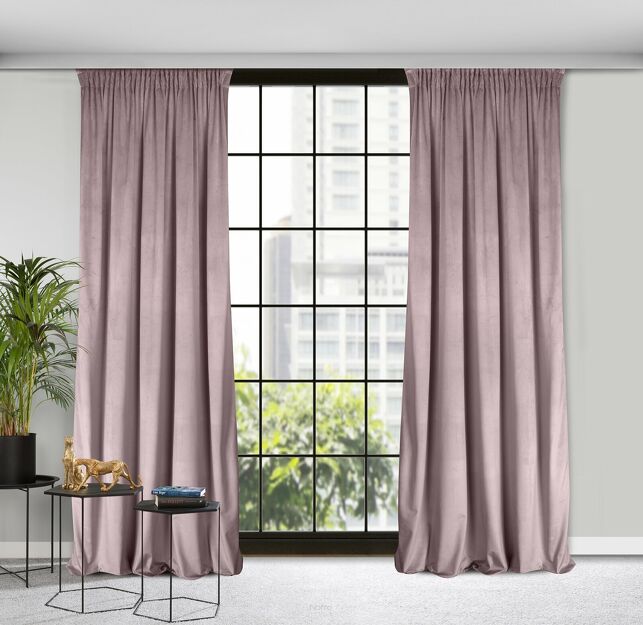 Zasłona na taśmie 140x270 ROSA welwetowa pudrowa Design 91