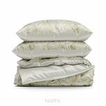 Pościel satynowa 160x200 SPRING 70 biała z beżowym wzorem roślinnym z kolekcji Classic - 7