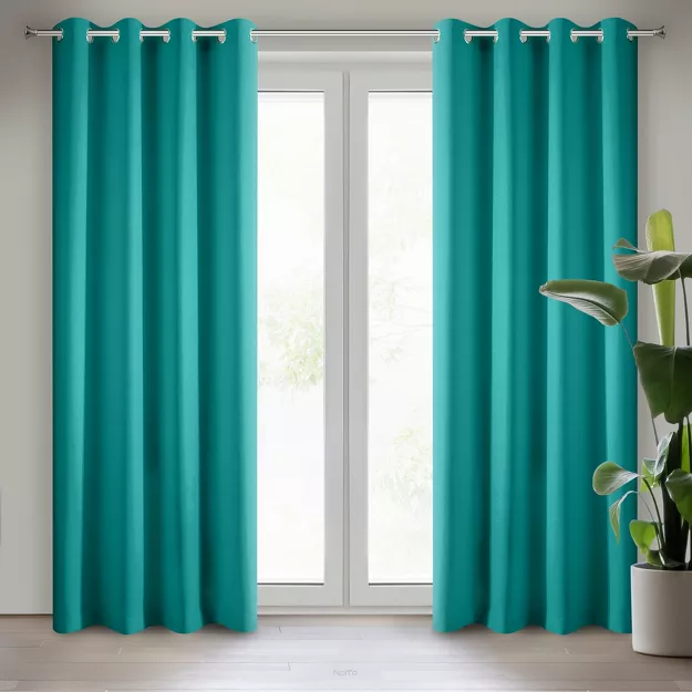 Zasłonana przelotkach 140x250 RITA jednokolorowa turkusowa z miękkiej tkaniny