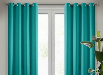 Zasłona na przelotkach 140x250 RITA jednokolorowa turkusowa z miękkiej tkaniny