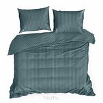 Pościel satynowa 220x200 VERA jednokolorowa gładka morska w prążki - 7