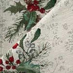 Bieżnik świąteczny 45x140 1256 gobelinowy beżowy utkany nicią szenilową z wzorem zielonych gałązek - 2
