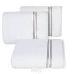 Ręcznik 70x140 FILON biały zdobiony bordiurą w prążki z połyskującą srebrną nicią - 4