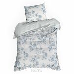 Pościel satynowa 220x200 SPRING 70 biała z niebieskim wzorem roślinnym z kolekcji Classic  - 4