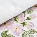 Pościel satynowa 220x200 NIKA 44 biała z różowym wzorem kwiatów i listków z kolekcji Nova Print - 3