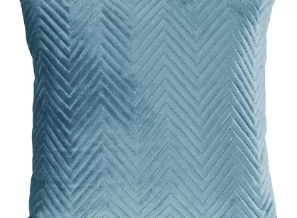Poszewka welwetowa 45x45 Sofia niebieska pikowana w gęstą jodełkę