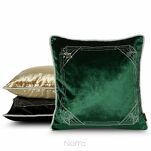 Poszewka welwetowa 45x45 ROYAL 9 ciemna zieleń zdobiona wzorem w kryształki i obszyta srebrnym sznurkiem - 2