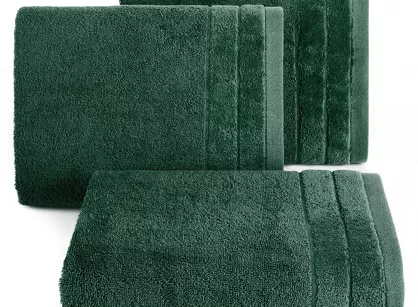 Ręcznik bawełniany 30x50 DAMLA ciemna zieleń gładki z subtelną bordiurą