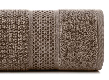 Ręcznik bawełniany 30x50 DANNY brązowy z wytłaczaną bordiurą i błyszczącą nicią
