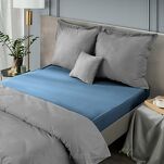 Prześcieradło z satyny bawełnianej z gumką NOVA 3 granatowe 100x200 - 6