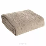 Narzuta jednokolorowa 220x240 LEN 4 beżowa pikowana w ornamentowy wzór imitująca len - 5