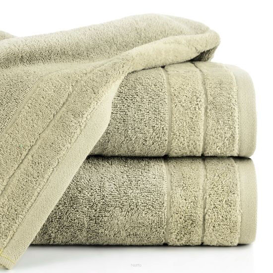 Ręcznik bawełniany 50x90 DAMLA beżowy gładki z subtelną bordiurą