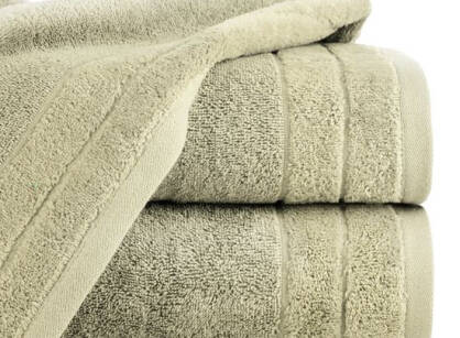 Ręcznik bawełniany 50x90 DAMLA beżowy gładki z subtelną bordiurą
