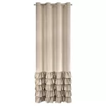 Zasłona na przelotkach 140x250 DANI welwetowa beżowa jednokolorowa zdobiona w dolnej części falbanami - 6