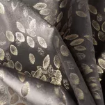 Zasłona na taśmie 140x270 FELIS welwetowa grafitowa z nadrukiem drobnych listków - 3