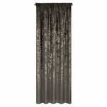 Zasłona na taśmie 140x270 FELIS welwetowa grafitowa z nadrukiem drobnych listków - 12
