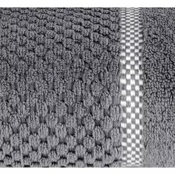 Ręcznik bawełniany 50x90 CALEB grafitowy o delikatnym wzorze krateczki i kontrastową bordiurą