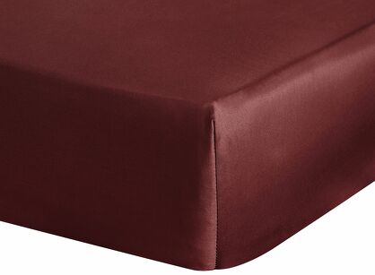 Prześcieradło z satyny bawełnianej z gumką NOVA 3 burgundowe 140x200