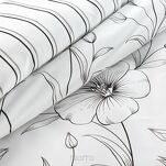 Pościel satynowa 220x200 SPRING 33 biała z czarnym wzorem kwiatowym z kolekcji Classic - 5