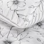 Pościel satynowa 220x200 SPRING 33 biała z czarnym wzorem kwiatowym z kolekcji Classic - 4