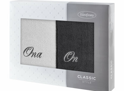Komplet ręczników 2x50x90 ON ONA srebrne stalowe
