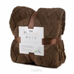 Koc 170x210 CARO ciemny brąz puszysty typu flano z wytłaczanym wzorem Design 91 - 6