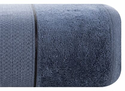 Ręcznik 70x140 JESSI granatowy z fakturą krateczki i gładką welurową bordiurą