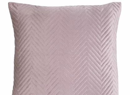 Poszewka welwetowa 45x45 Sofia pudrowa pikowana w gęstą jodełkę