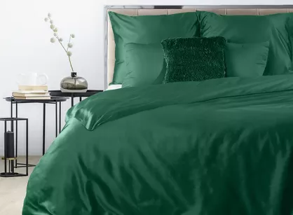 Pościel satynowa 140x200 NOVA 3 jednokolorowa gładka ciemna zieleń