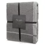 Koc bawełniano akrylowy 220x240 ELEGANT 3 Eva Minge srebrny stalowy wzór geometryczny dwustronny - 4