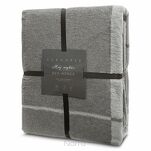 Koc bawełniano akrylowy 220x240 ELEGANT 3 Eva Minge srebrny stalowy wzór geometryczny dwustronny - 2