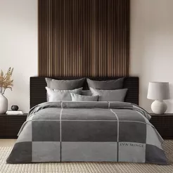 Koc bawełniano akrylowy 220x240 ELEGANT 3 Eva Minge srebrny stalowy wzór geometryczny dwustronny