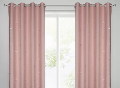 Zasłona na przelotkach 140x250 WENDY różowa z haftem dziecięcym w kokardki