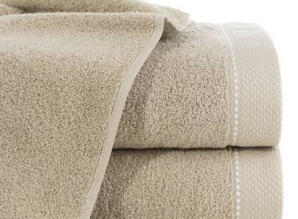 Ręcznik bawełniany 100x150 DAISY beżowy z bordiurą z kontrastowym przeszyciem