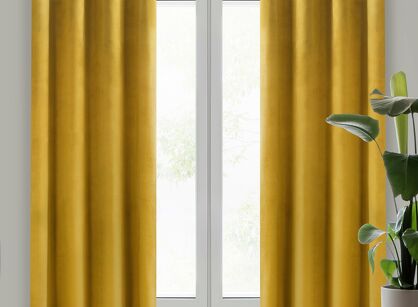 Zasłona na przelotkach 140x250 MELANIE welwetowa musztardowa o aksamitnej strukturze