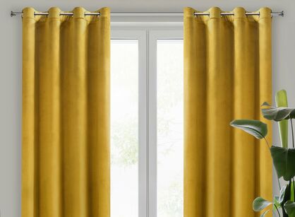 Zasłona na przelotkach 140x250 MELANIE welwetowa musztardowa o aksamitnej strukturze