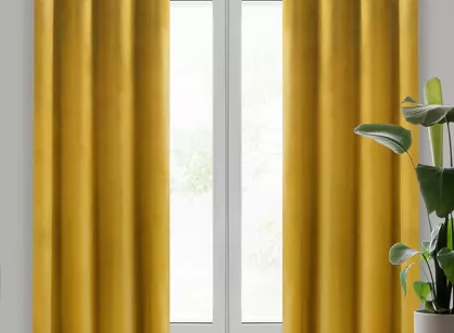 Zasłona na przelotkach 140x250 MELANIE welwetowa musztardowa o aksamitnej strukturze