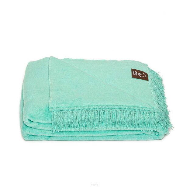 Koc bawełniany 150x200 0293-41 mentos miętowy gładki z frędzlami