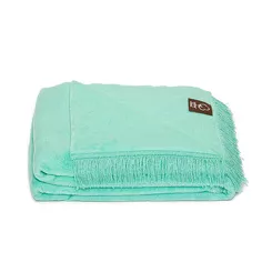 Koc bawełniany 150x200 0293-41 mentos miętowy gładki z frędzlami
