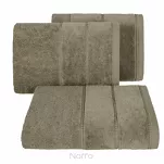 Ręcznik bawełniany 50x90 MARI jsny brąz z welurową bordiurą w pasy - 2