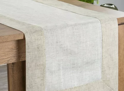 Bieżnik lniany 40x140 NATU 10 naturalny zdobiony szerokim mankietem