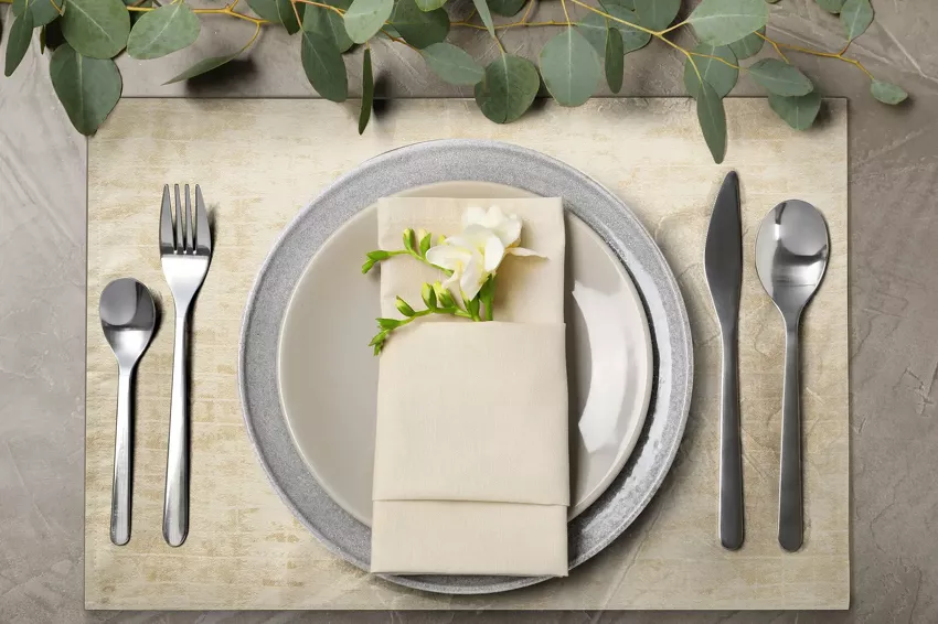 Serwetka 30x40 ALINA beżowa z żakardowym wzorem drobnych kwadracików 4 szt.