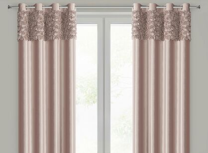 Zasłona na przelotkach 140x250 ROSES 13 Eva Minge welwetowa pudrowa aplikacja róż 3D