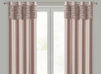 Zasłona na przelotkach 140x250 ROSES 13 Eva Minge welwetowa pudrowa aplikacja róż 3D