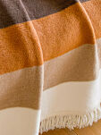 Koc bawełniany 150x200 0773-1 brązowy miedziany w pasy z frędzlami - 2